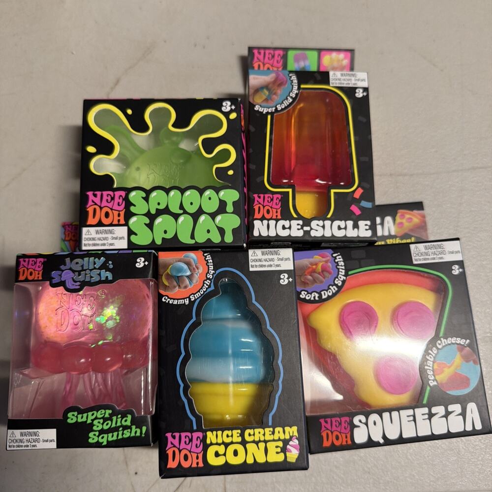 needoh bundle of 5 jellyfish, nicecicle, ice cream cone, splat and pizza